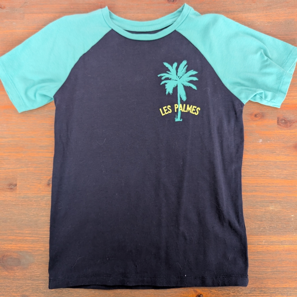 Tag Kids Tee - Black and Green with Palm Graphic
